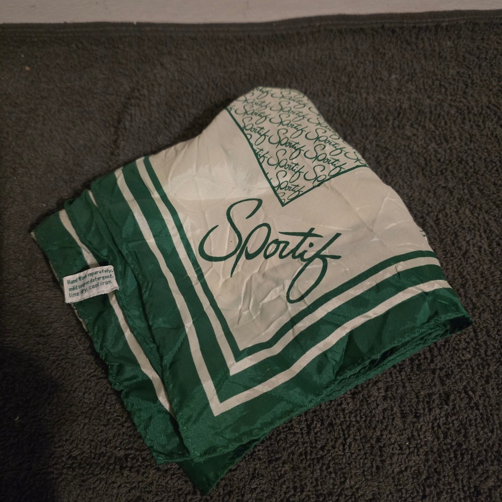 Sportif Avon Scarf Square Neck Headwrap Womens OS Green White VTG Stripe Japan